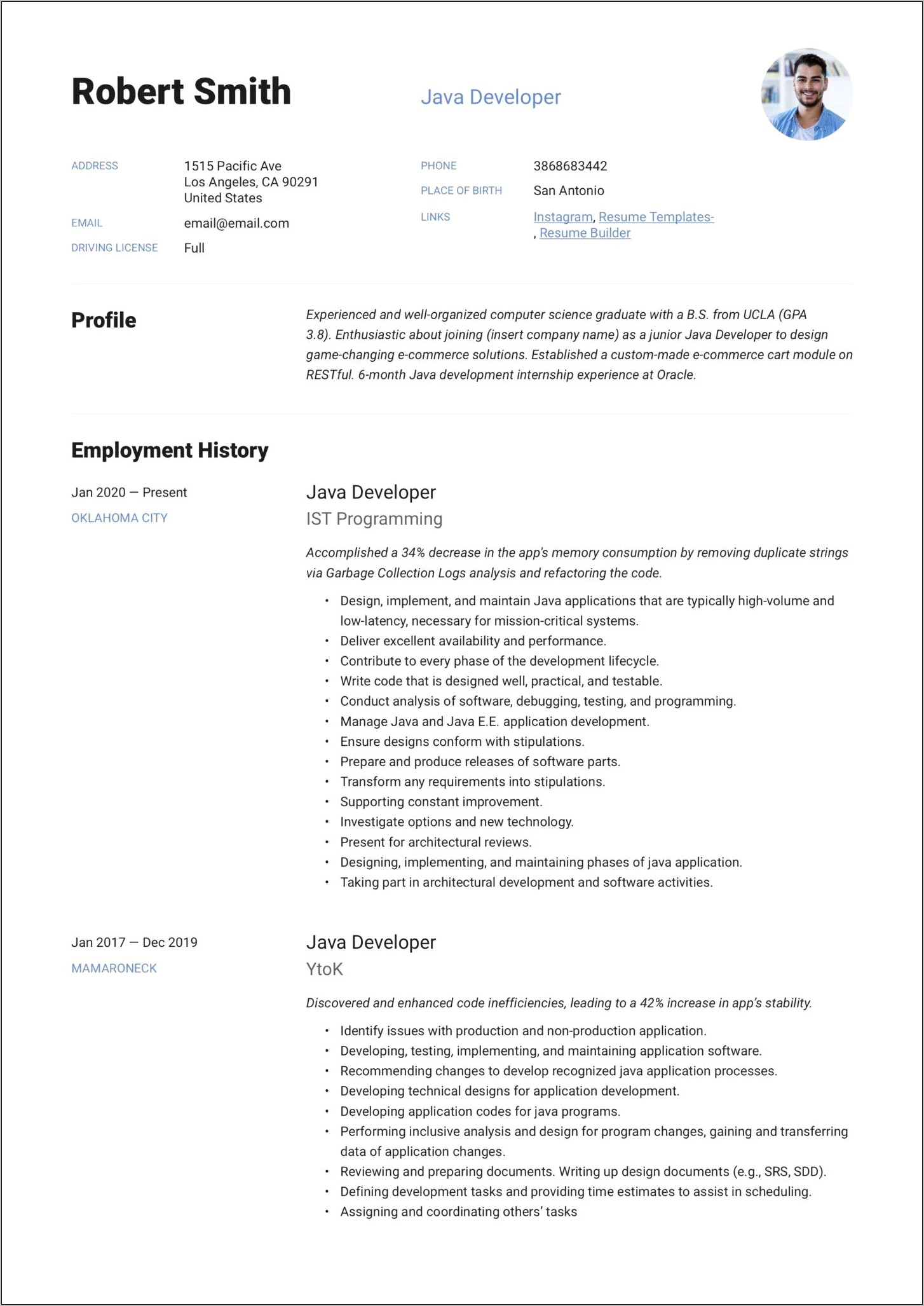 Java Resume For 3 Years Experience