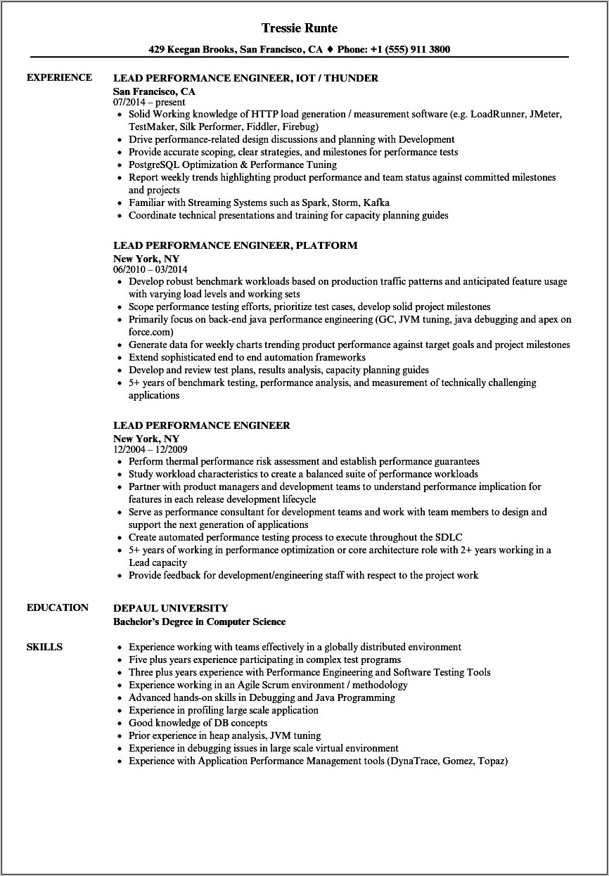 Jmeter Resume For 2 Years Experience