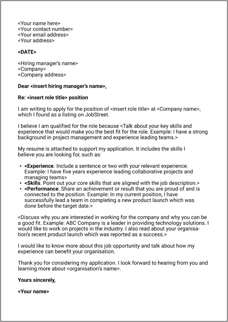 Job Application Cover Letter Resume