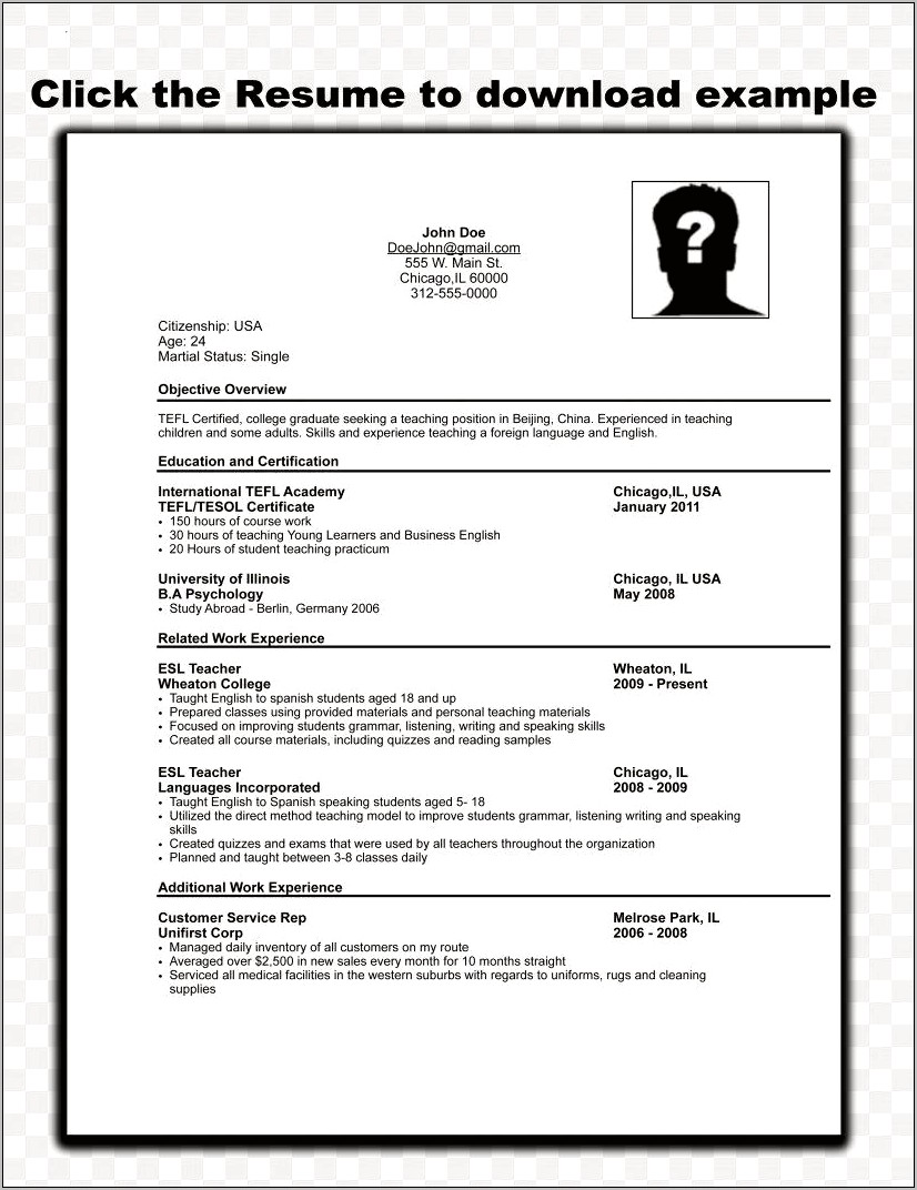 Job Application Format With Resume