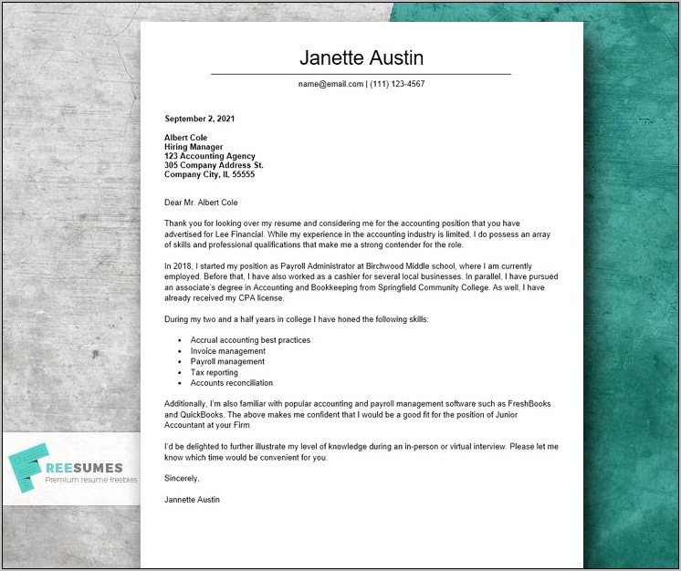 Job Application Letter Example With Resume