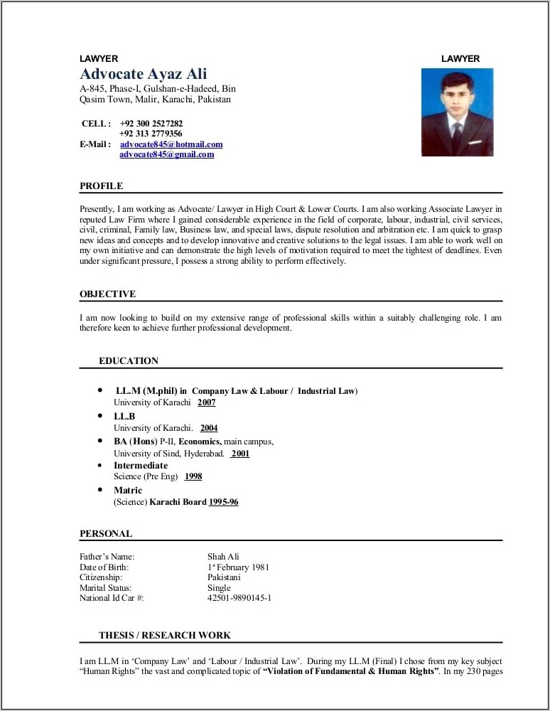 Job Description For A Lawyer Resume
