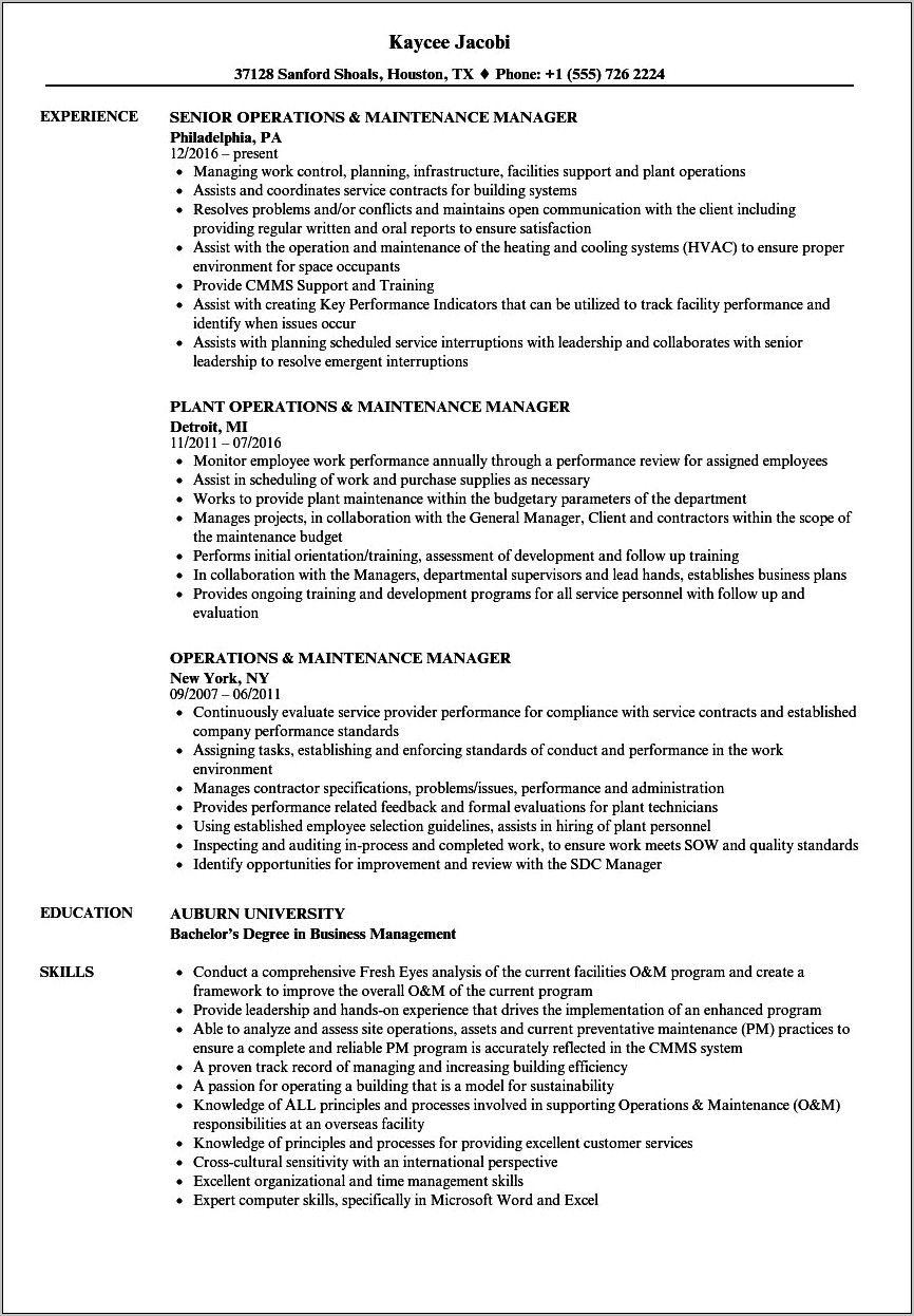 Job Description For Manager Resume