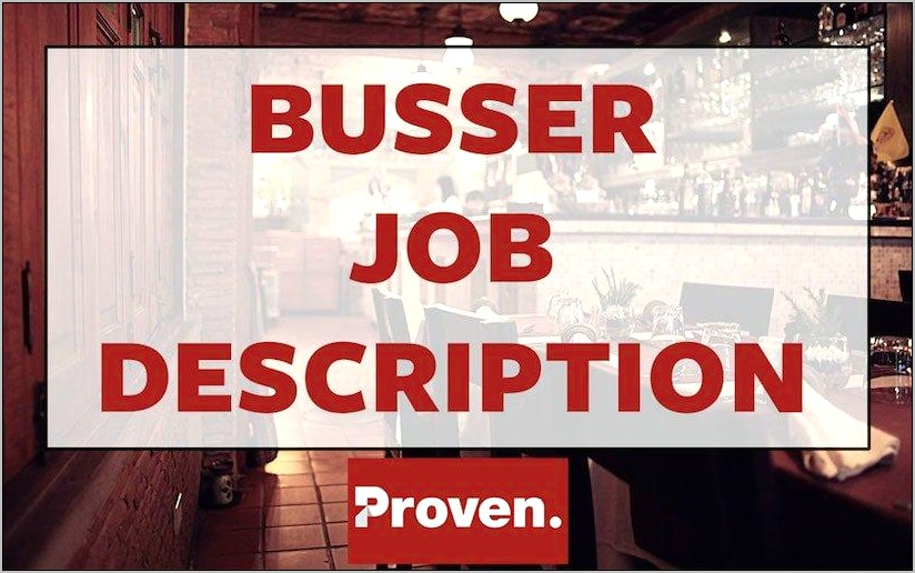 Job Description Of A Busboy For A Resume