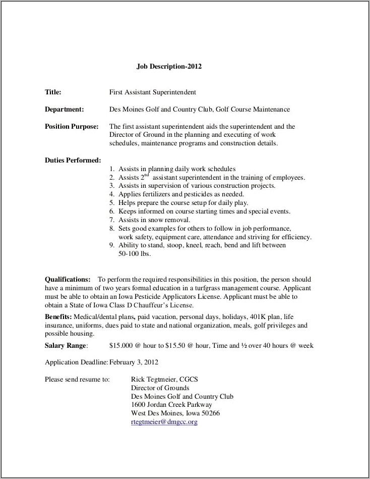 Job Descriptions For Clubs On Resume