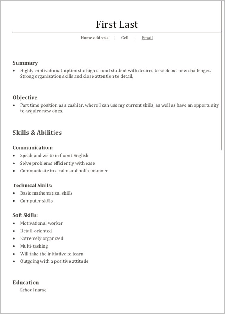 Job Experience Or Skills First Resume