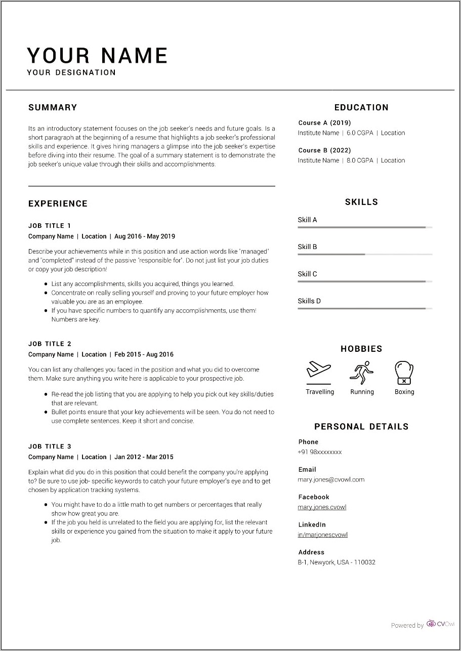 Job For Opt Resume Examples No Experience Download