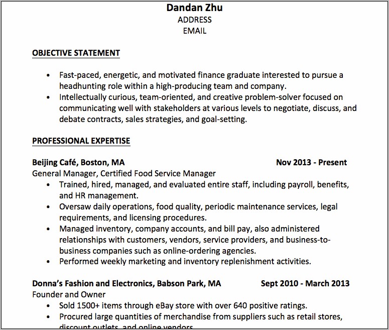 Job Objective Example Resume Fortransir City