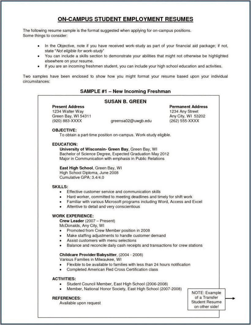 Job Objective For Resume High School Student