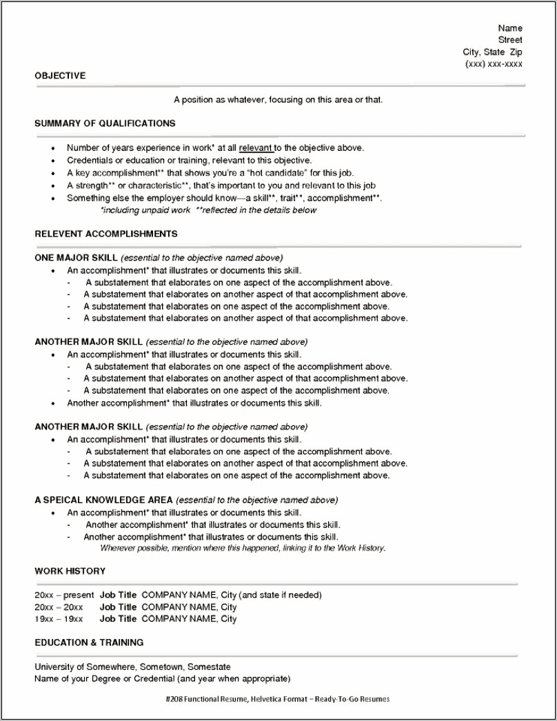 Job Related Training Examples For Resume