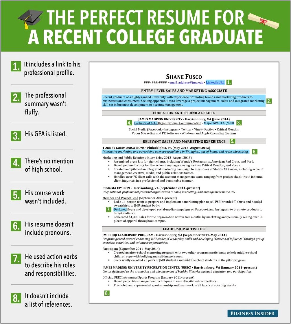 Job Resume Examples For College Graduates