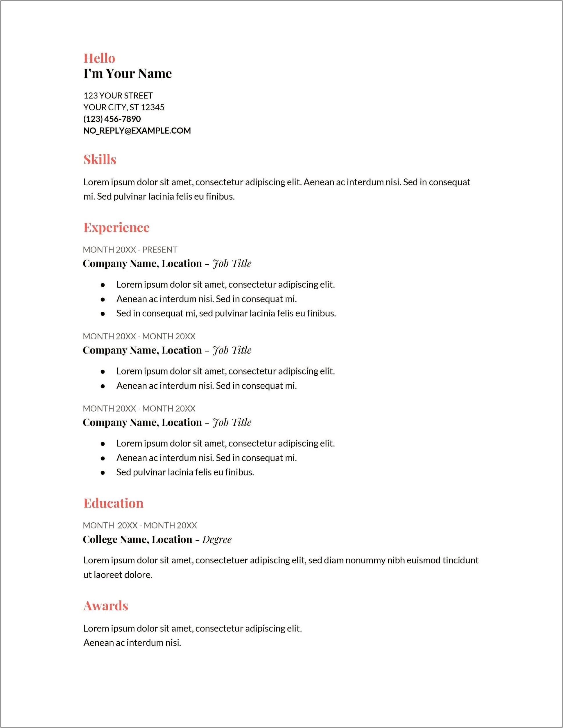 Job Resume Format Pdf File Download