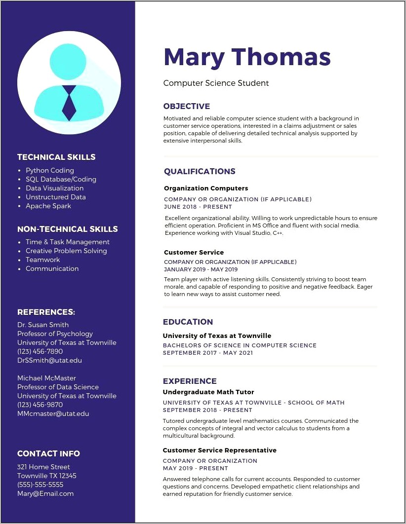 Job Resume Template For College Students