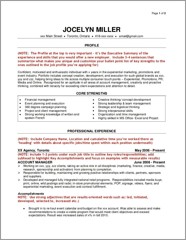 Job Specific Bullet Points For Resume