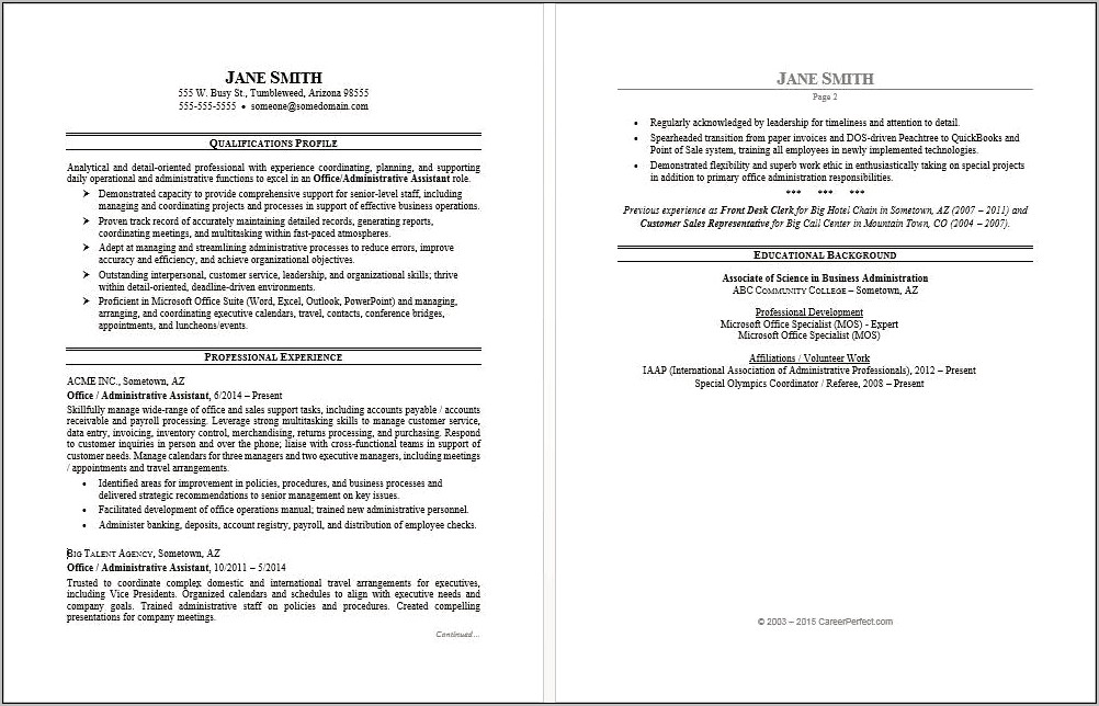 Job Summary For A Resume Of Office Assistant