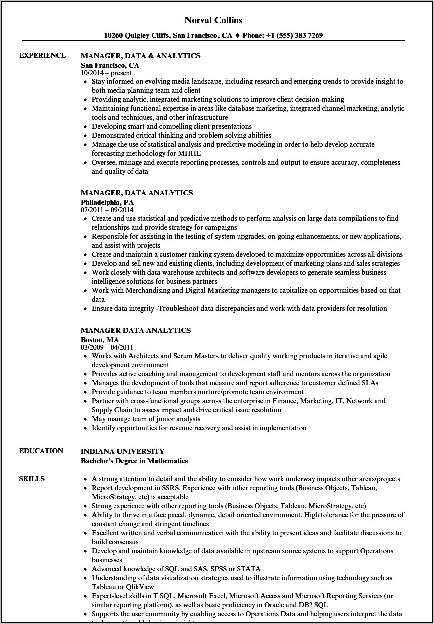 Job Title For Data Analyst In Resume