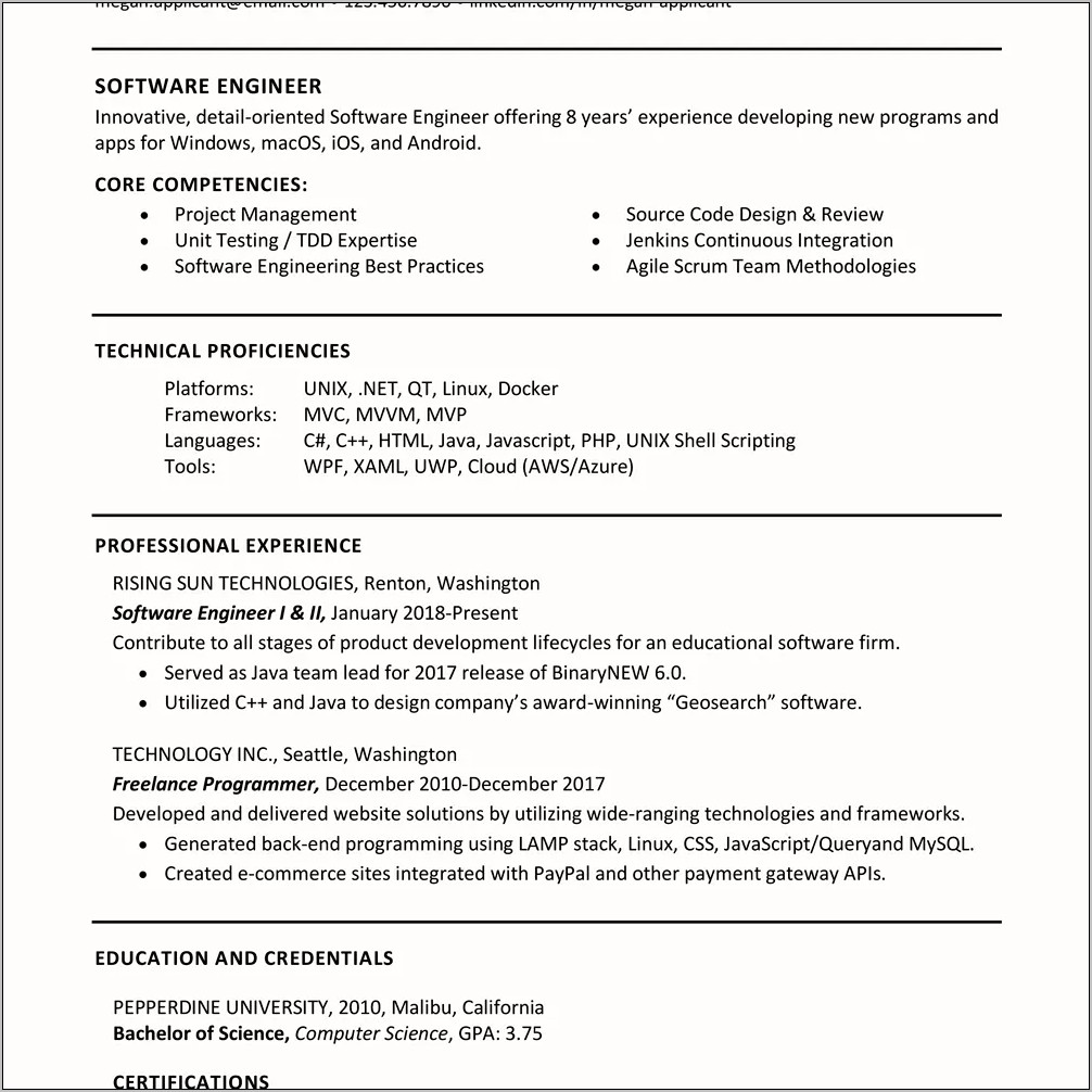 Key Skills For Computer Science Resume