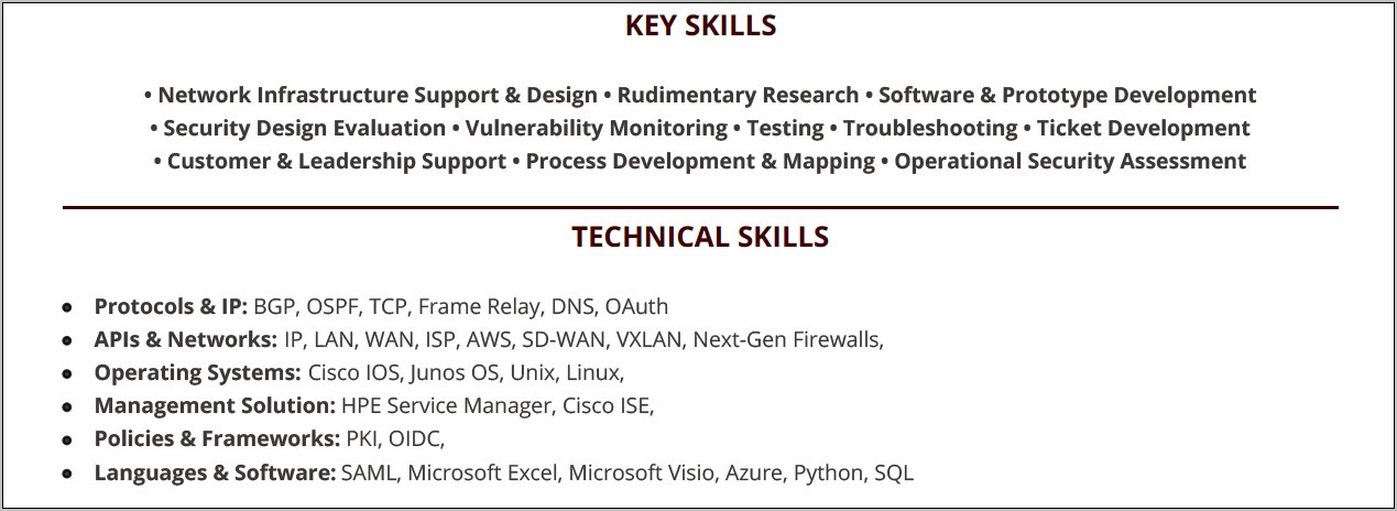 Key Skills For Security Resume