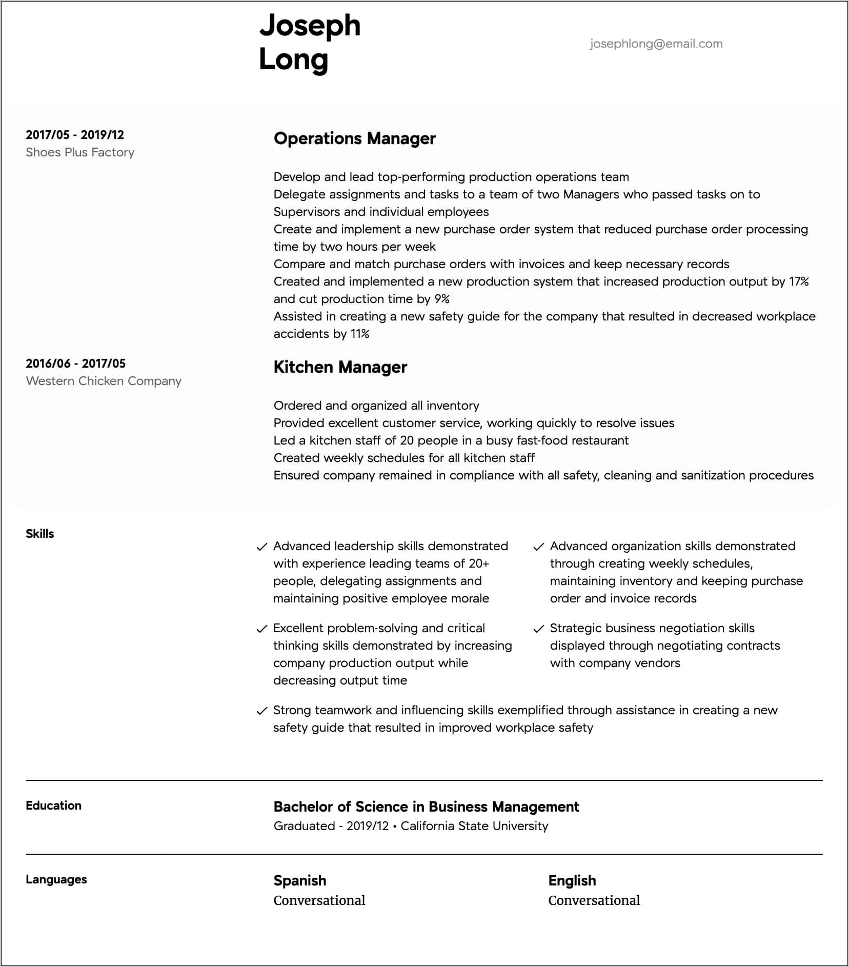Key Skills In Resume For Operations