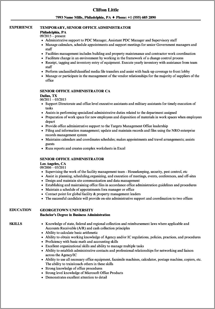 Key Skills On Office Administrator Resume