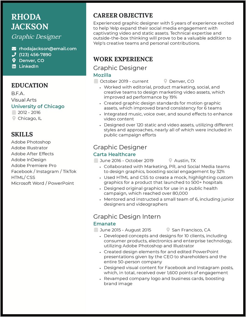 Key Words For A Graphic Designers Resume