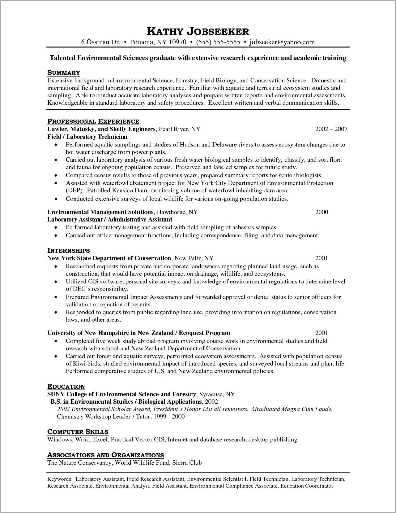 Lab Assistant Sample Management Sample Resume
