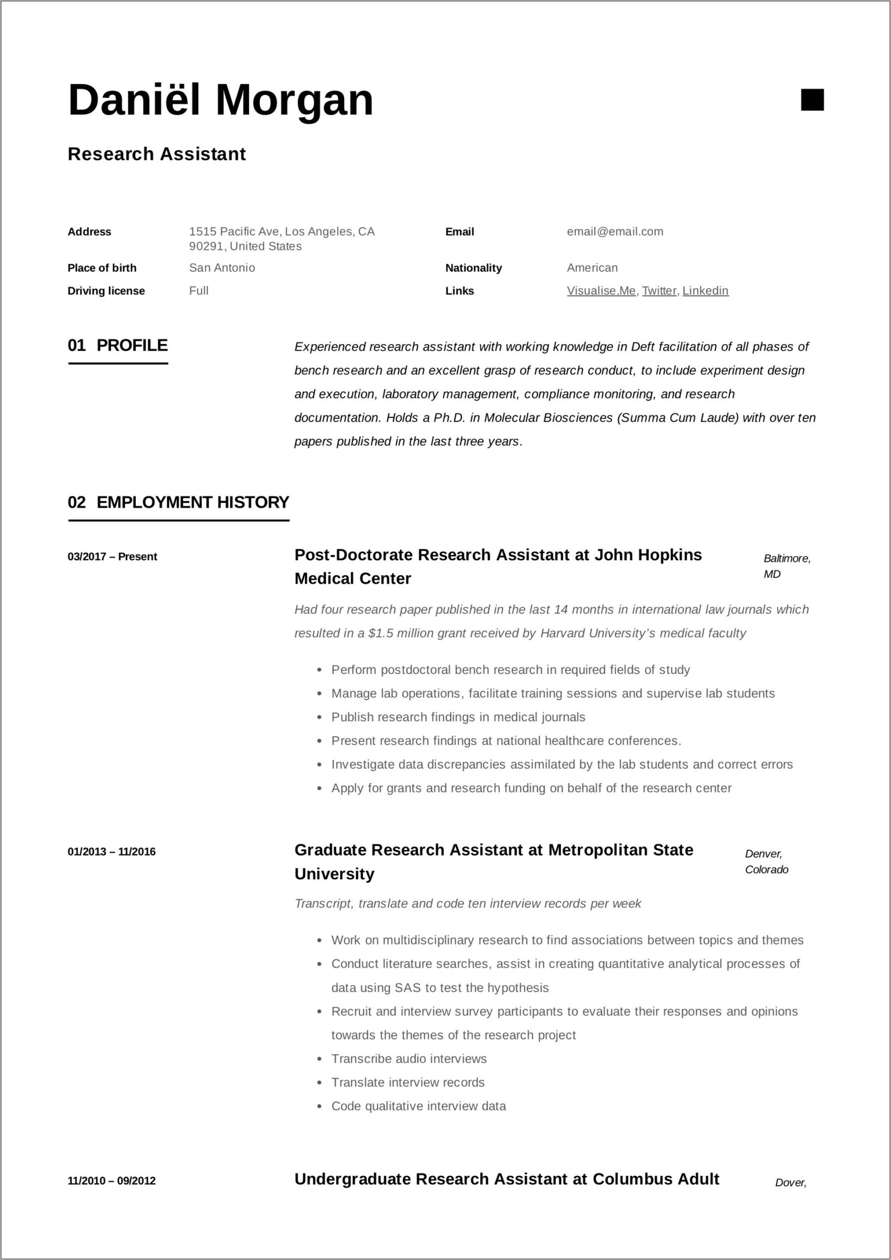 Lab Teaching Assistant Job Description Resume