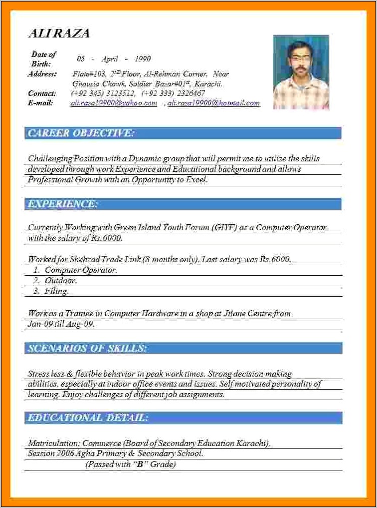 Latest Resume Format 2015 In Word