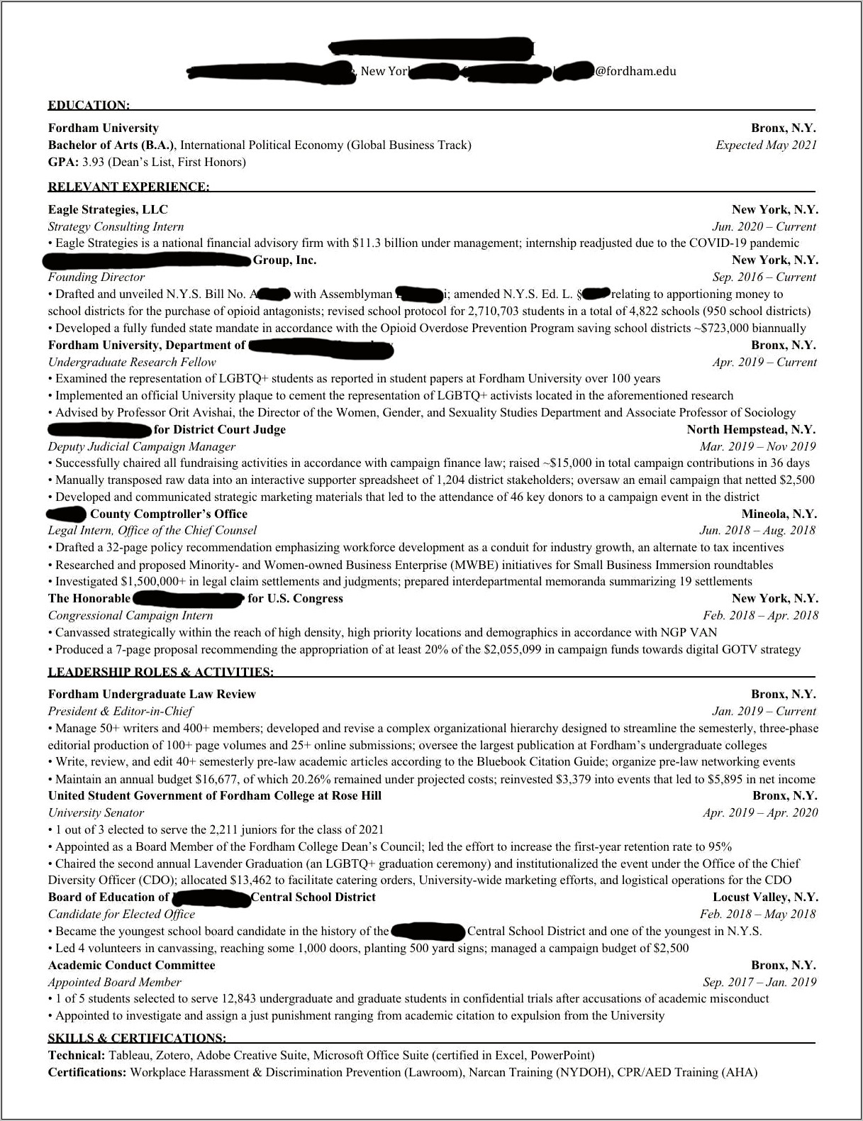 Law School Resume 2 Pages Or 1