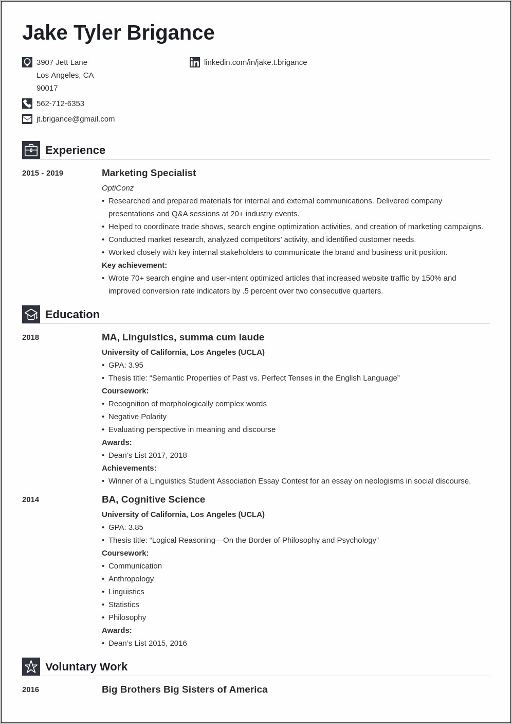 Law School Resume Skills And Interests Section