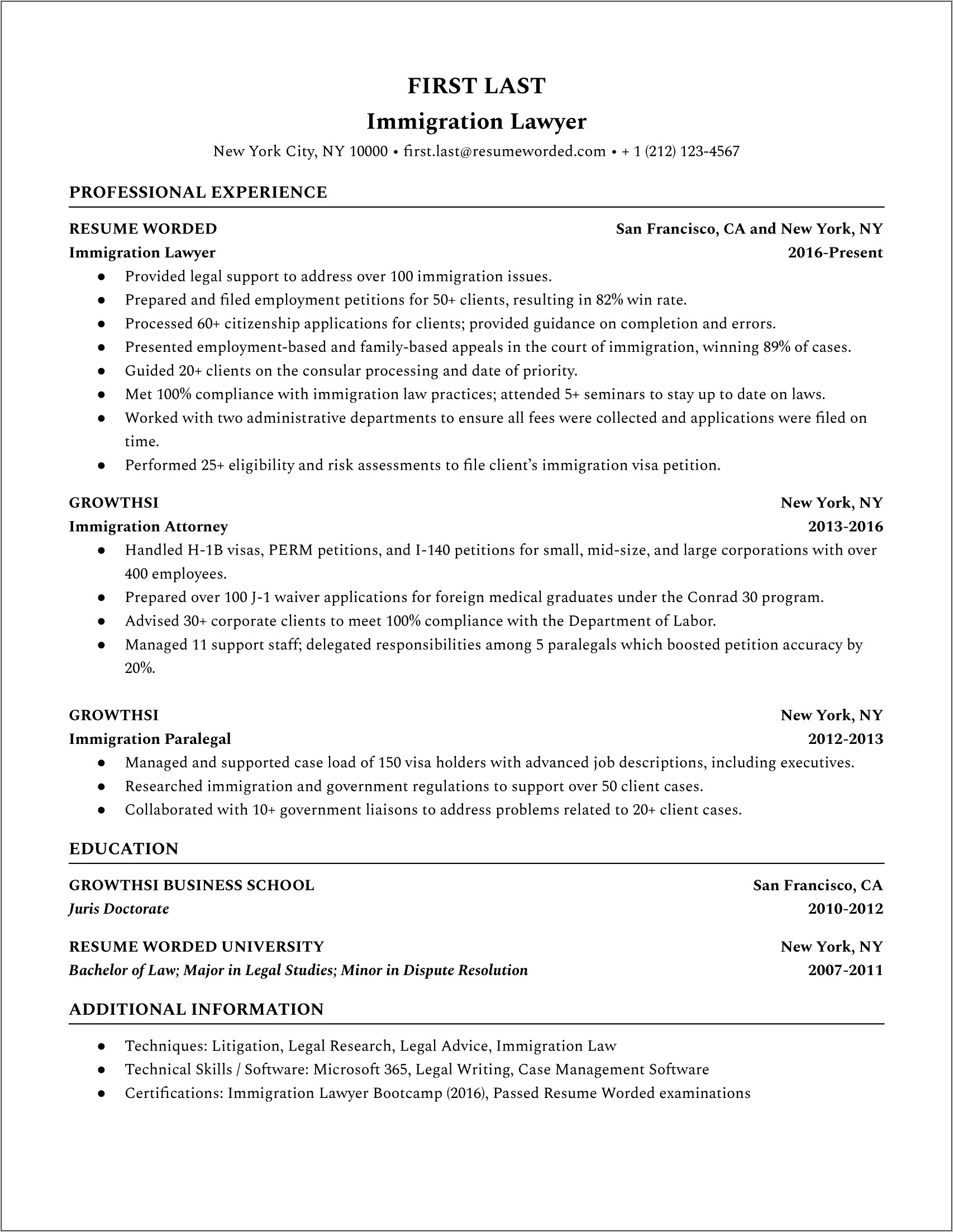 Law Student Resume With No Legal Experience