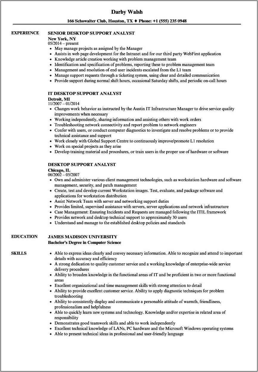 Lead It Support Analyst Resume Samples