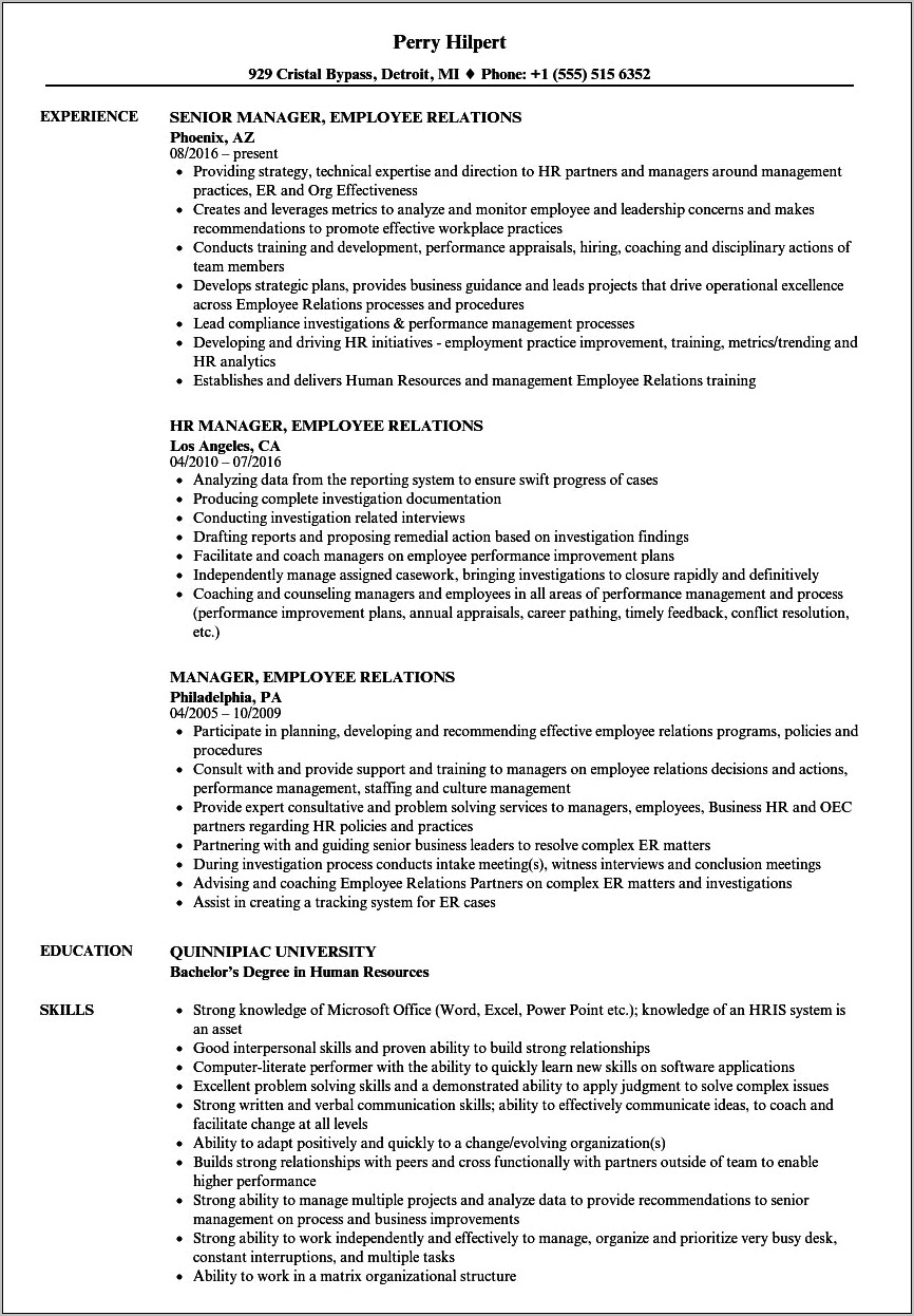 Leading In A Union Free Workplace Resume