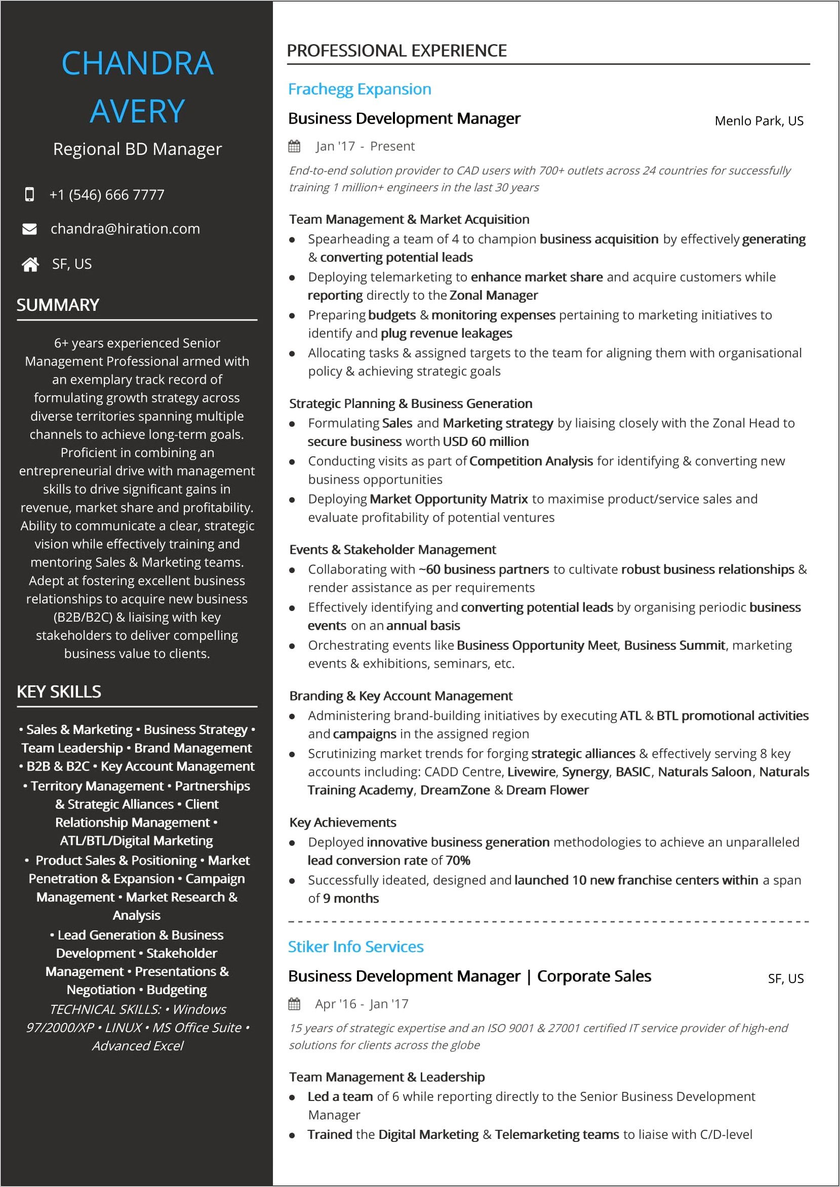 Learning And Development Manager Resume Summary