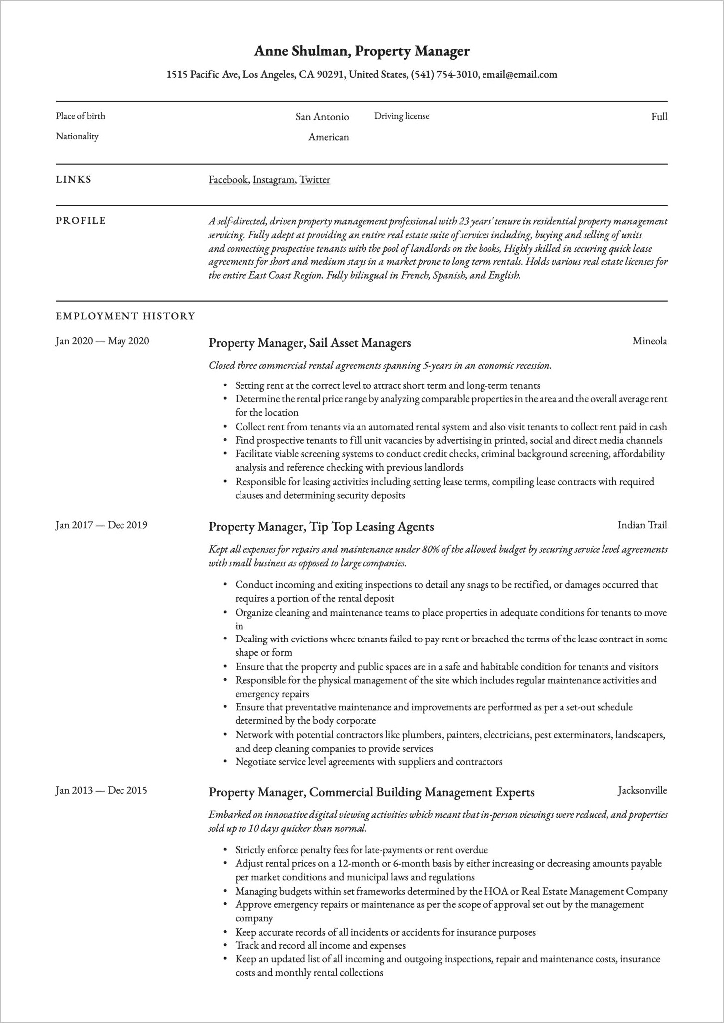 Leasing Agent Key Words For Resume