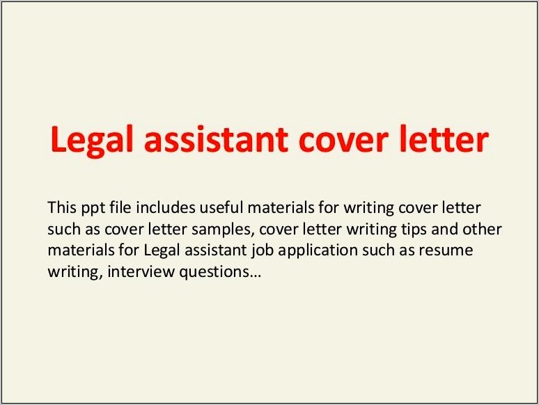 Legal Assistant Resume Cover Letter Examples