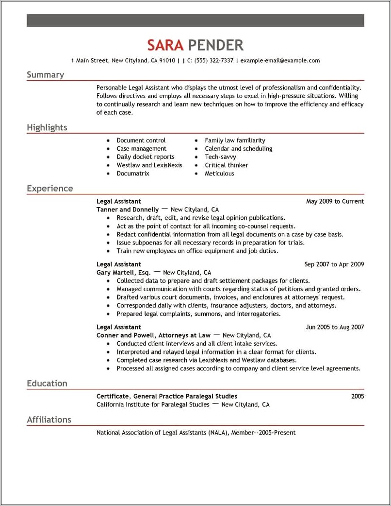 Legal Skills To Put On A Resume