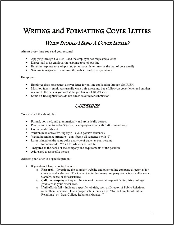Letter To Send Resume By Email