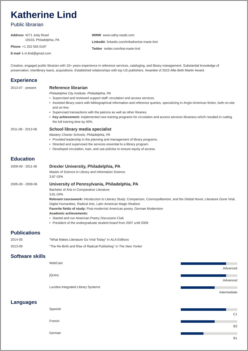 Librarian Officer Resume With No Experience