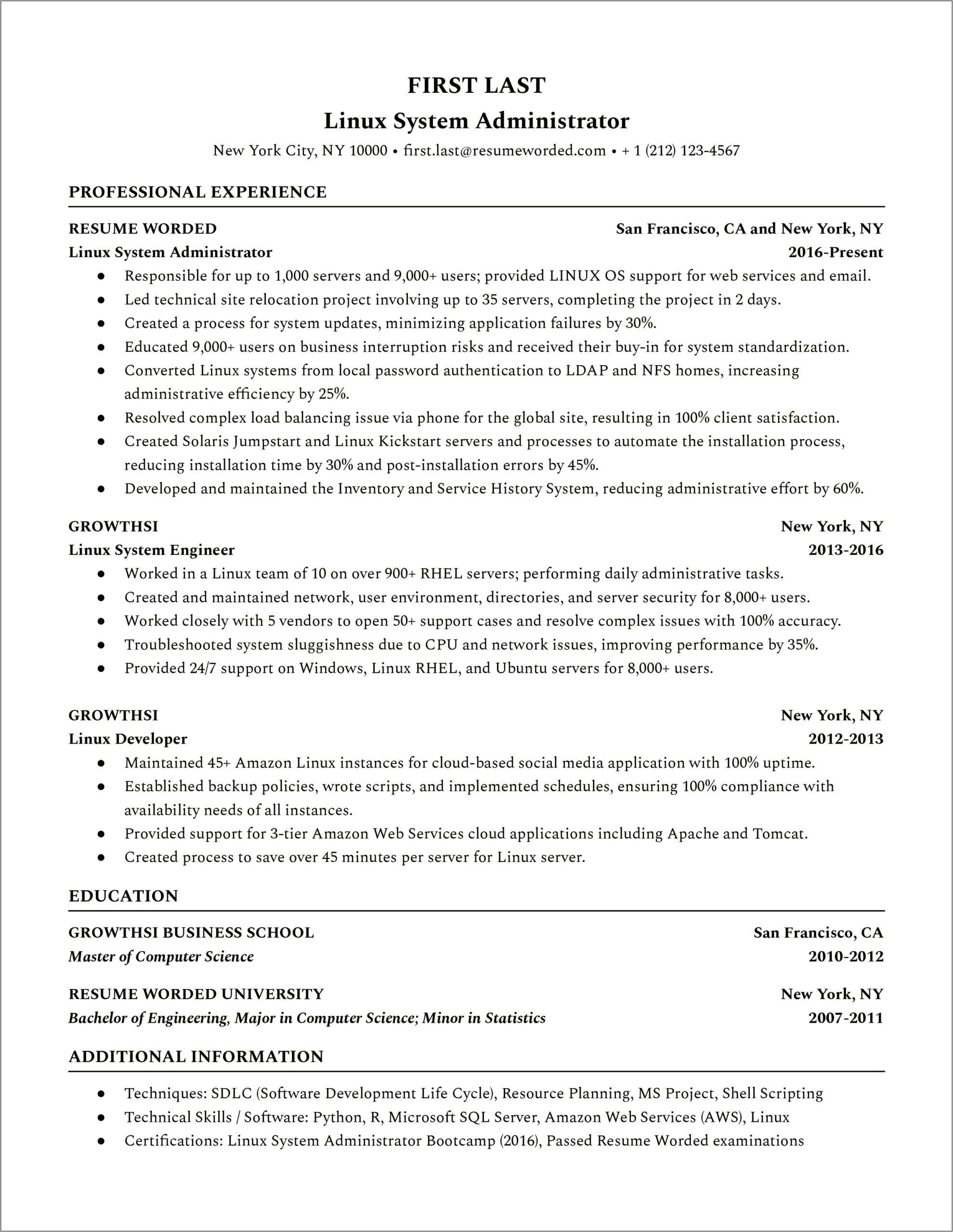 Linux As A Skill In Resume