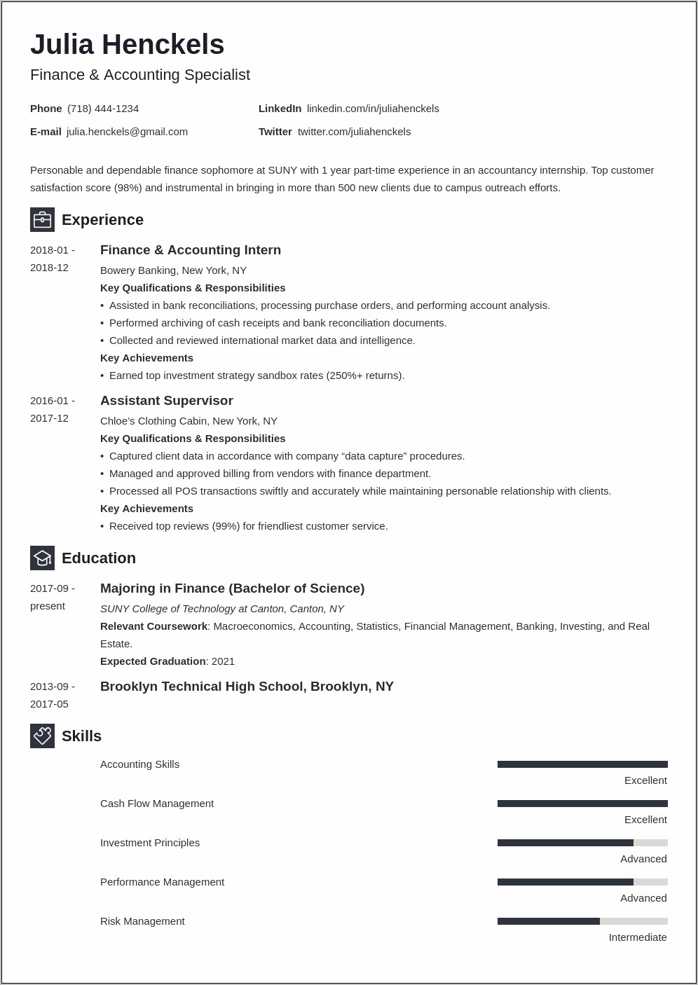 List Of College Courses On Resume Template