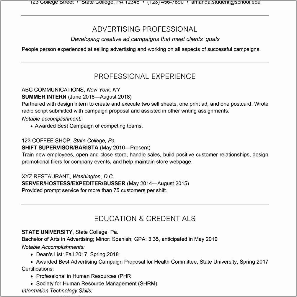 List Of Skills To Put On Academic Resume