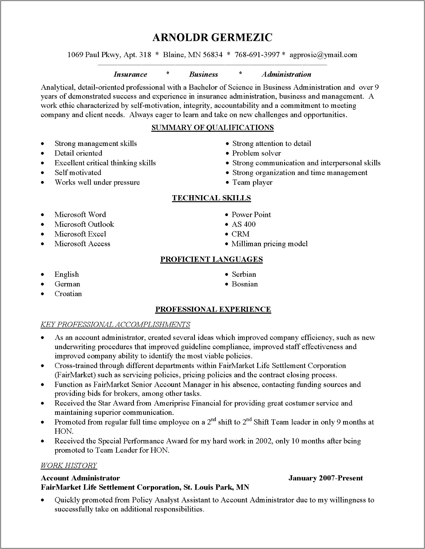 List Previous Work Experience Resume Career Change