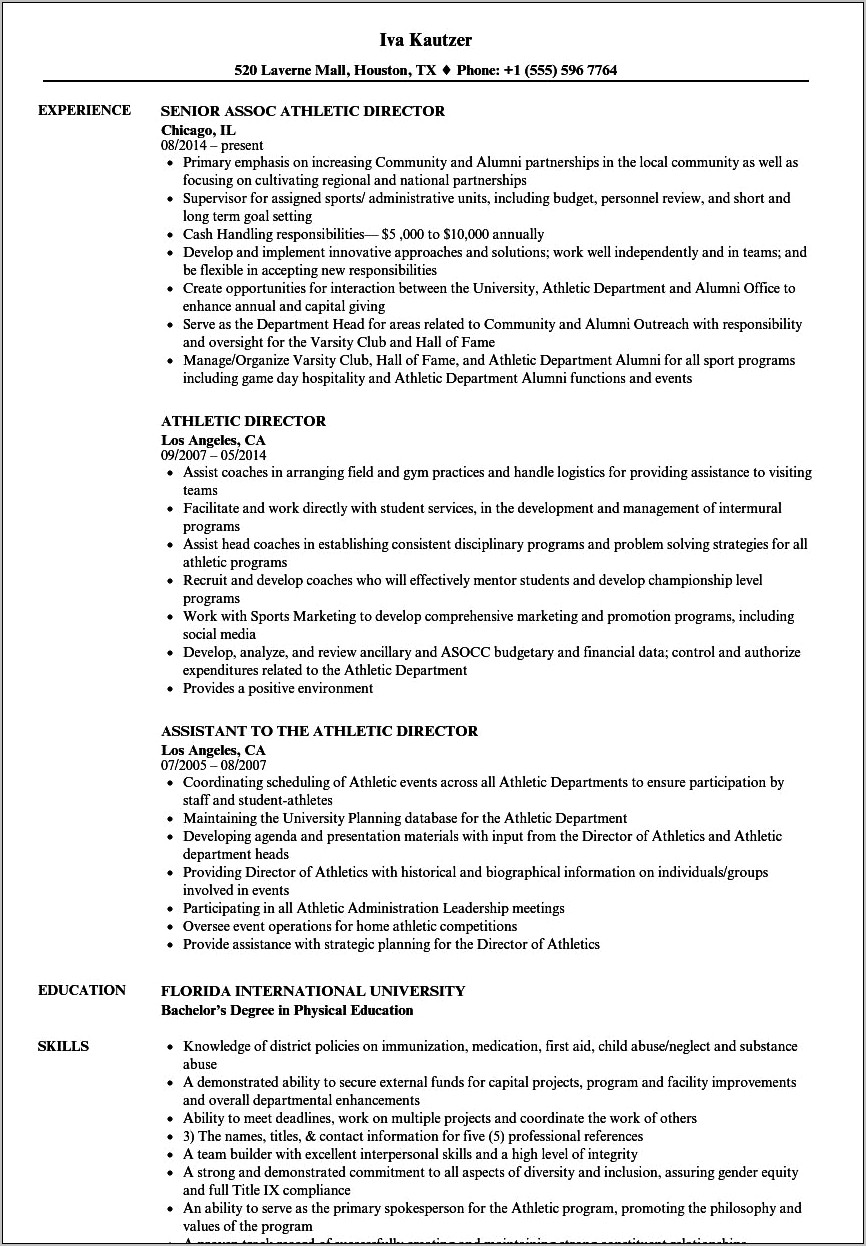 Listing Athleticism In Skill Section Of Resume