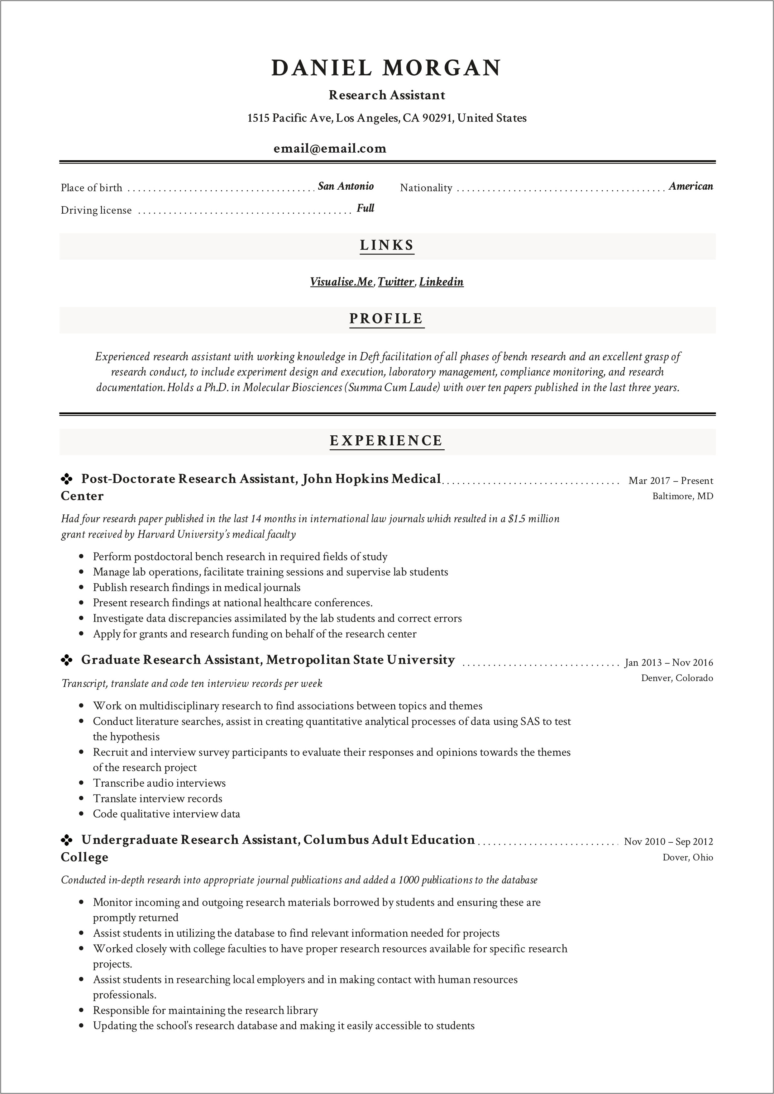Listing Clinical Trial Experience On Resume