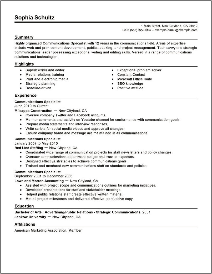 Listing Oral And Written Communication Skills Resume