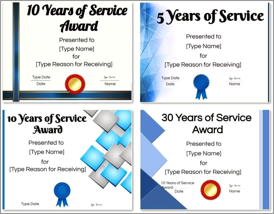 Long Service Award Certificate Template Resume
