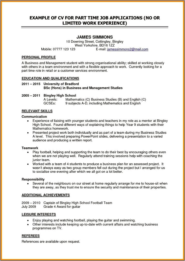 Looking For A Full Time Job Resume Objective