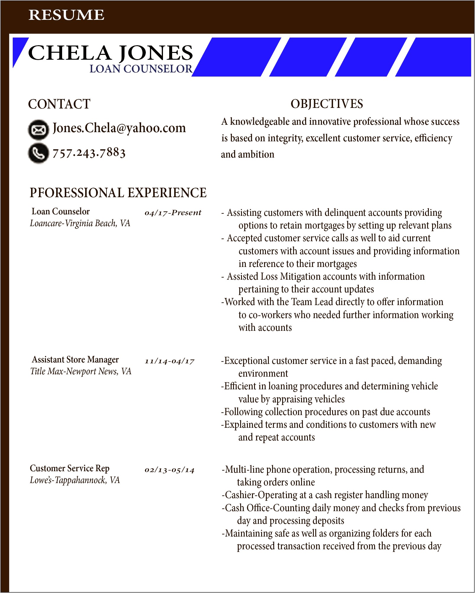 Lowe's Assistant Store Manager Resume