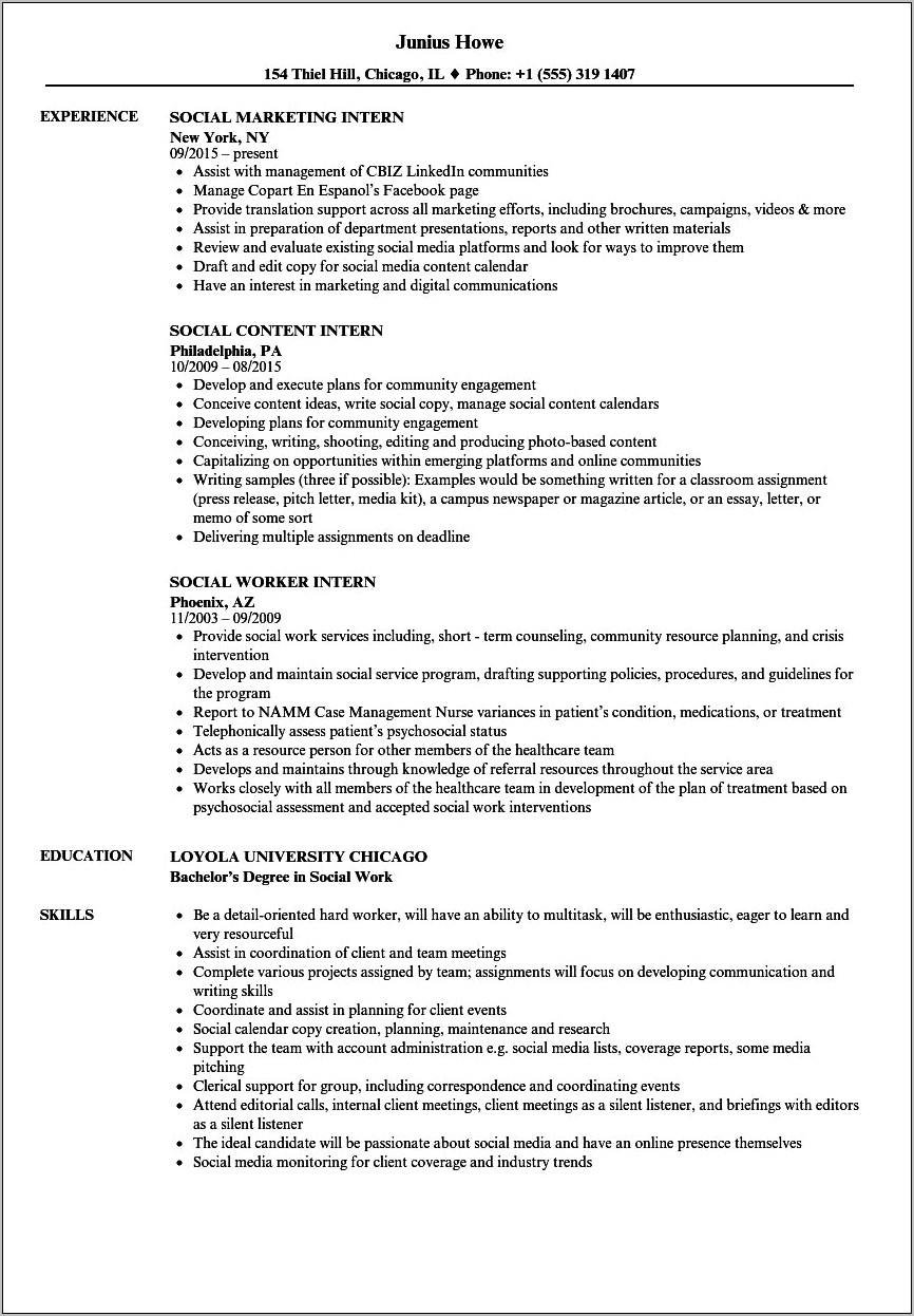 Loyola University Chicago Research Resume With No Experience